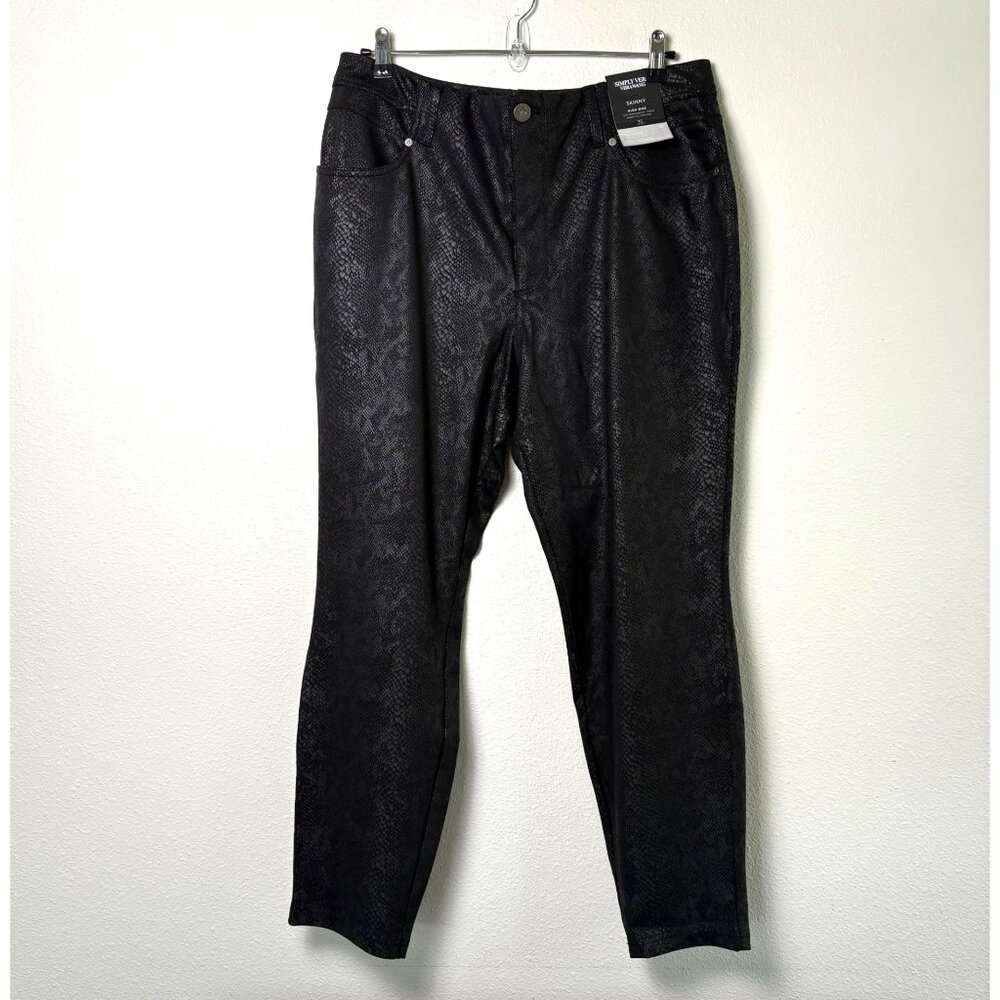 Simply Vera Wang High Rise Skinny Polished Twill Pant Size‎ XL Short Black NWT